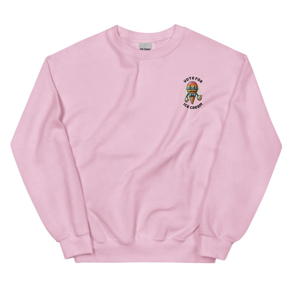 Vote For Ice Cream Embroidered Sweatshirt - Light Pink Color - https://ascensionemporium.net